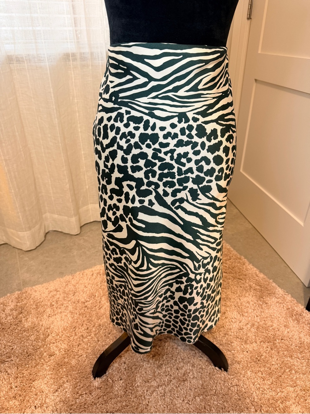 Karen Millen animal print midi skirt size 6 zebra leopard mix